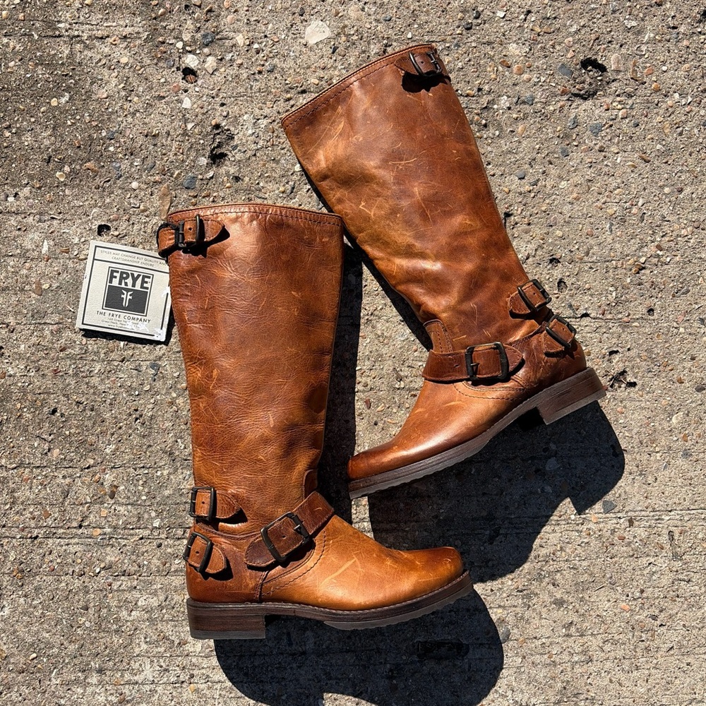 Frye Veronica Boots Womens Size 5.5B Brown Tall Riding Leather Boots Grunge Y2K